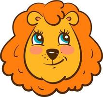 Happy head of a lion , illustration, vector on white background