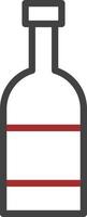 Red wine in bottle, illustration, vector on a white background.