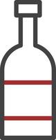 Red wine in bottle, illustration, vector on a white background.