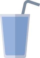 Water in a glass with a straw, illustration, vector on white background.