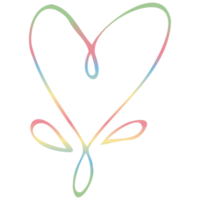 coração de doodle simples de arco-íris. clipart png transparente para design