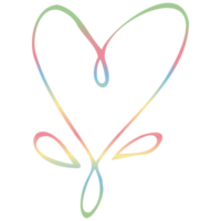 Rainbow simple doodle heart. Transparent PNG clipart for design