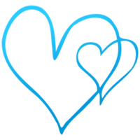 gemakkelijk blauw tekening hart. geïsoleerd ontwerp element voor Valentijnsdag dag, bruiloft, romantiek. transparant PNG clip art