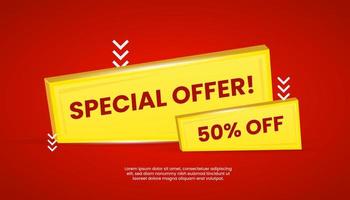 Special offer labels on 3d gold isolated on red background vector