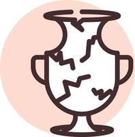 Broken pottery vase, illustration, vector on a white background.