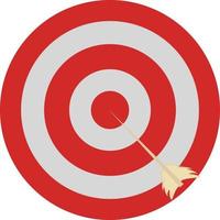 Dart in target, illustration, vector on white background.