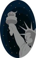 The statue of liberty, illustration, vector on white background.