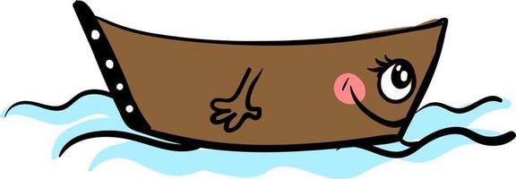 Cute little boat, illustration, vector on white background.