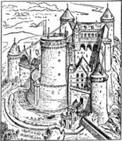 castillo de coucy, ilustración vintage. vector