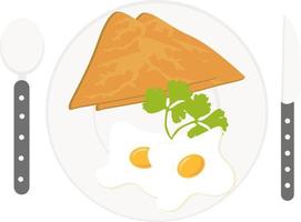 Eggs and toast ,illustration, vector on white background.