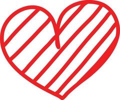 Red heart with stripes, illustration, vector on a white background