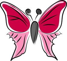 Pink butterfly, illustration, vector on white background.