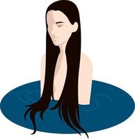 mujer en agua, ilustración, vector sobre fondo blanco.