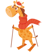 girafa fofa esquiando png