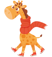 Cute giraffe is skating png