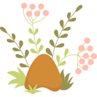 Forest stone with plants and berries png