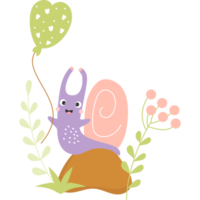 snail on rock with balloon png