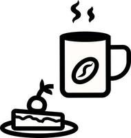 Coffee with slice of cake, illustration, vector, on a white background. vector