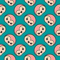 Penguin head, seamless pattern on blue background. vector