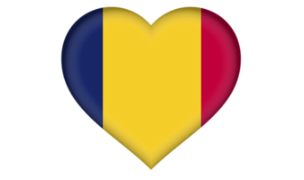 Chad flag icon in the form of a heart png