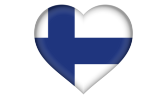 ícone da bandeira finlandesa em forma de coração png