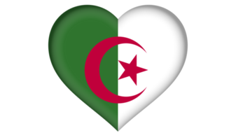 L'icône du drapeau de l'algérie sous la forme d'un coeur png