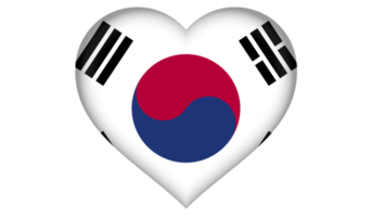 ícone de bandeira da coreia do sul em forma de coração png