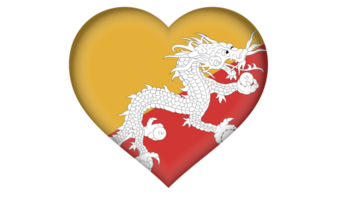 Bhutan flag icon in the form of a heart png