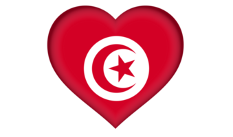 Tunisia flag icon in the form of a heart png