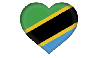 Tansania-Flaggensymbol in Form eines Herzens png
