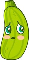 Sad zucchini, illustration, vector on white background