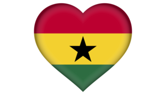 L'icône du drapeau du Ghana sous la forme d'un coeur png