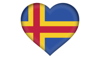 Aland flag icon in the form of a heart png