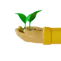 3d manos sosteniendo árbol icono 3d png