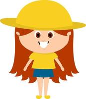 Little girl in yellow, illustration, vector on white background.