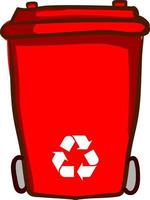 Papelera de reciclaje roja, ilustración, vector sobre fondo blanco