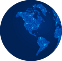 globo de mapa do mundo de tecnologia azul recortado png