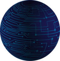 globo azul com elementos de tecnologia png