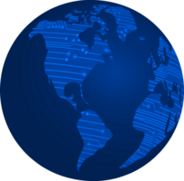 Mapa del mundo de tecnología azul globo cortado png
