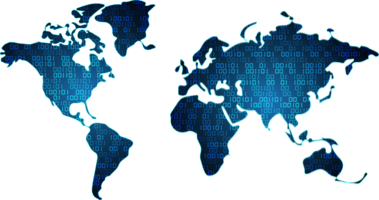 Blue technology world map cutout png