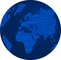 Blue Technology World Map Globe Cut Out png