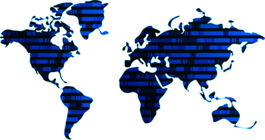 Blue technology world map cutout png