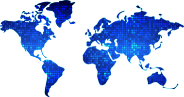 Blue technology world map cutout png