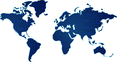 Blue technology world map cutout png