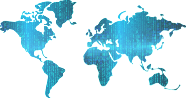 recorte de mapa do mundo de tecnologia azul png