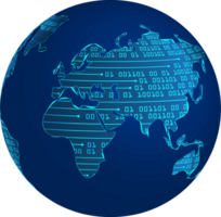 carte du monde de la technologie bleue globe découpé png