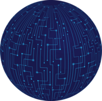 blauer globus mit technologieelementen png