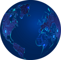 Blue Technology World Map Globe Cutout png