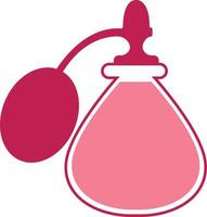 Perfume rosa con bomba de pulverización, ilustración, vector sobre fondo blanco.