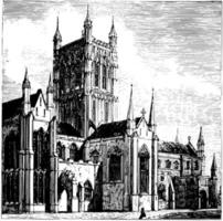 Worcester Cathedral vintage illustration. vector